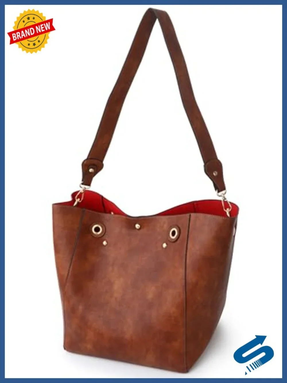 Faux Leather Large Work Tote Bag Women's Designer Shoulder Crossbody Purse